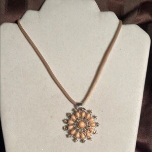 Elegant Peach Pendant Necklace 17”